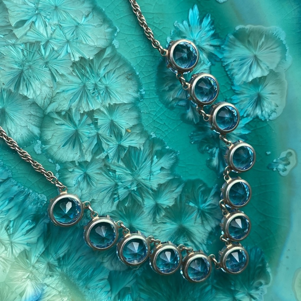 Vintage Sterling Silver Blue Stone Necklace - Picture 9 of 15
